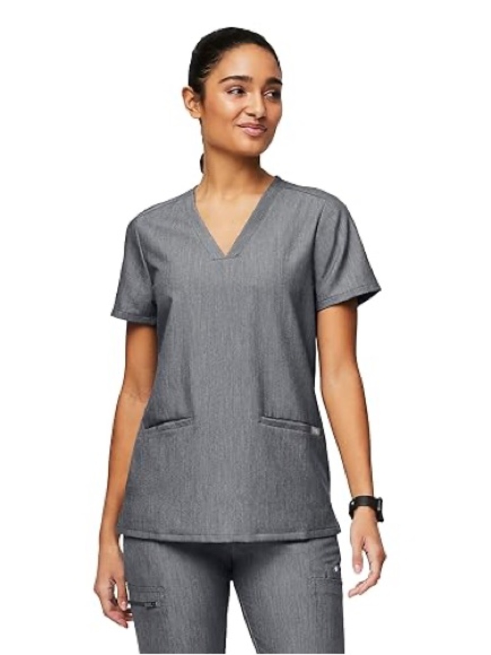 Figs Women’s V-Neck Scrub Top in Charcoal